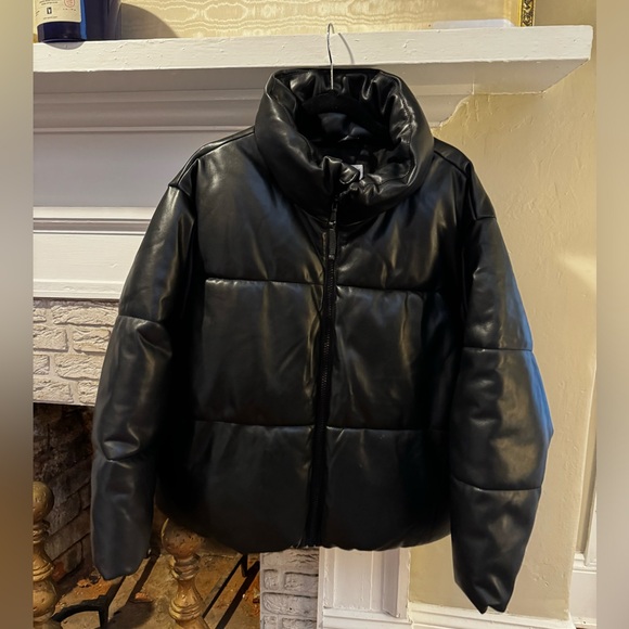 Faux-Leather Puffer Jacket - Picture 5 of 7